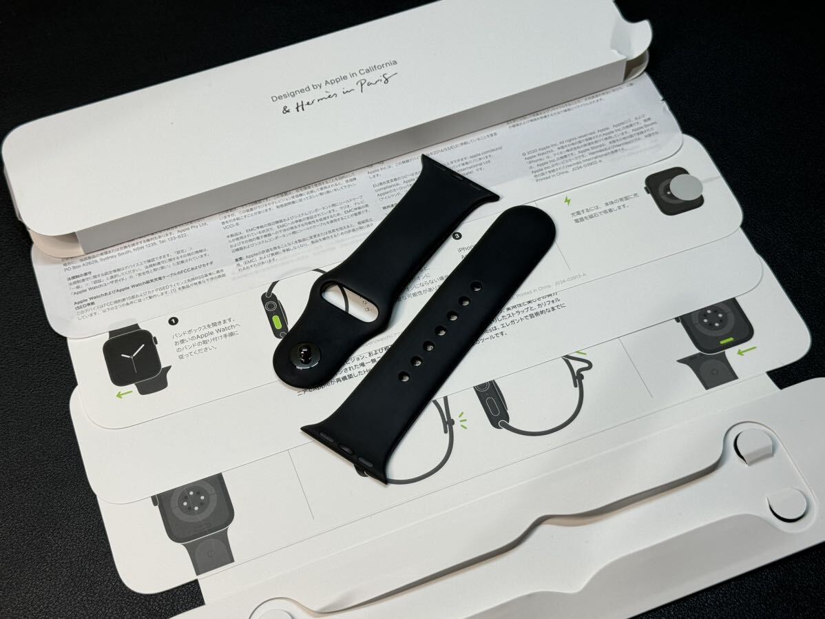 ☆即決 Apple Watch HERMES 黒 エルメス 限定 ブラックスポーツバンド 41mm 40mm 38mm 正規品 純正 アップルウォッチ 希少 697_画像1