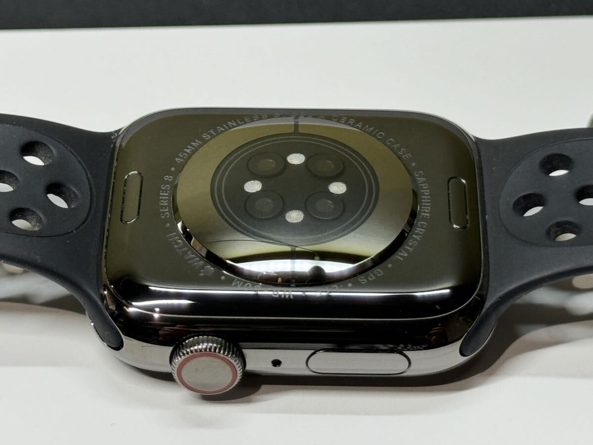 ☆即決 バッテリー100％ Series8 Apple Watch 45mm グラファイトステンレス アップルウォッチ Nike シリーズ8 737の画像7