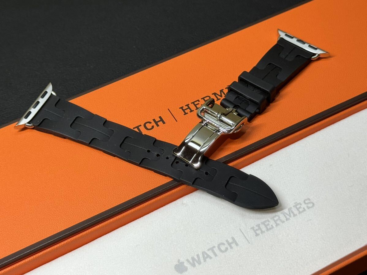 ☆即決 希少 Series9 キリム Apple Watch Hermes 40mm 41mm ブラック シンプルトゥールストラップ アップルウォッチ エルメス 740の画像1