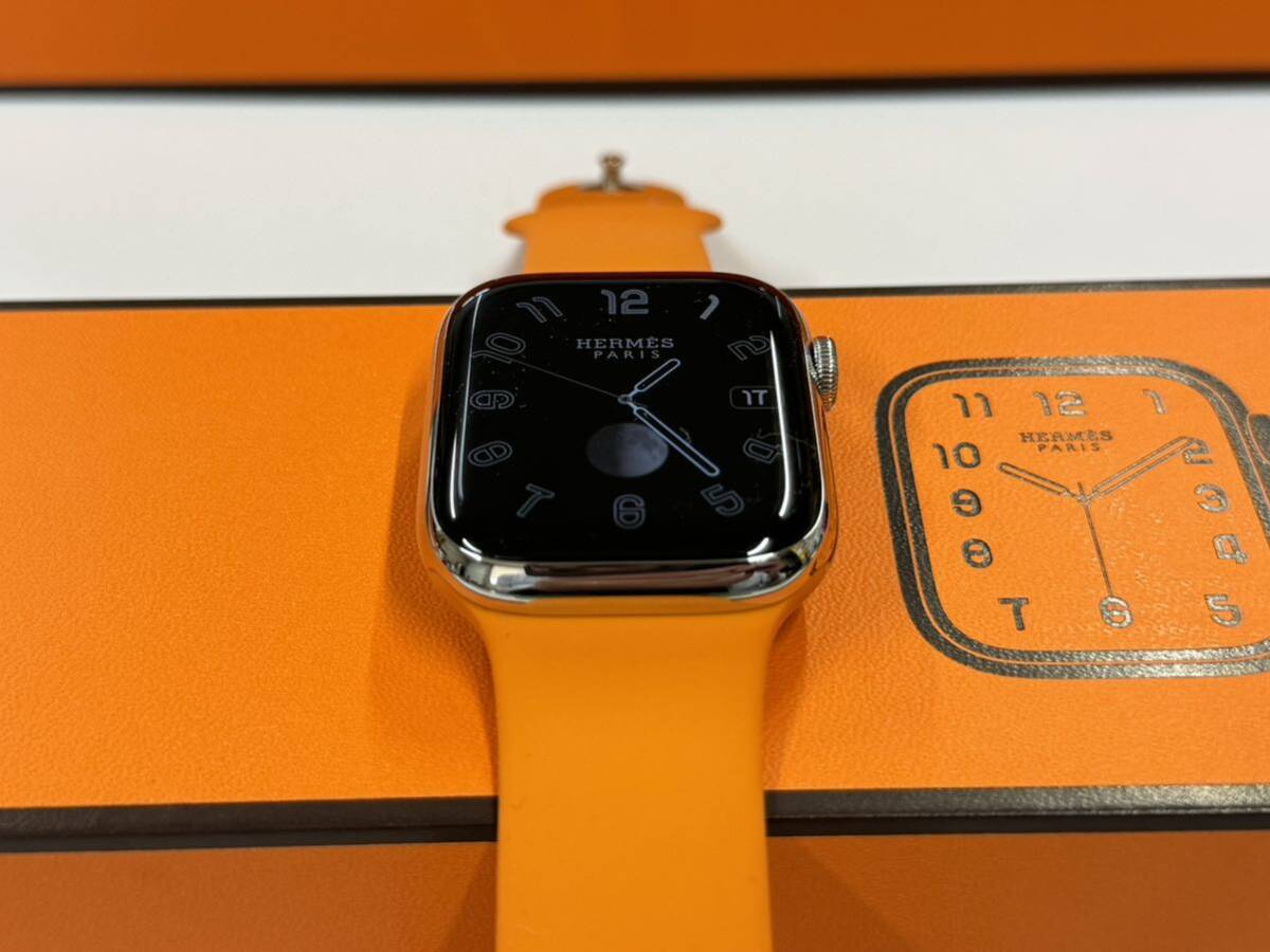 ☆最新 即決 美品 100% Apple Watch series9 HERMES 45mm アップルウォッチ エルメス GPS+Cellular シルバーステンレス シリーズ9 764の画像3