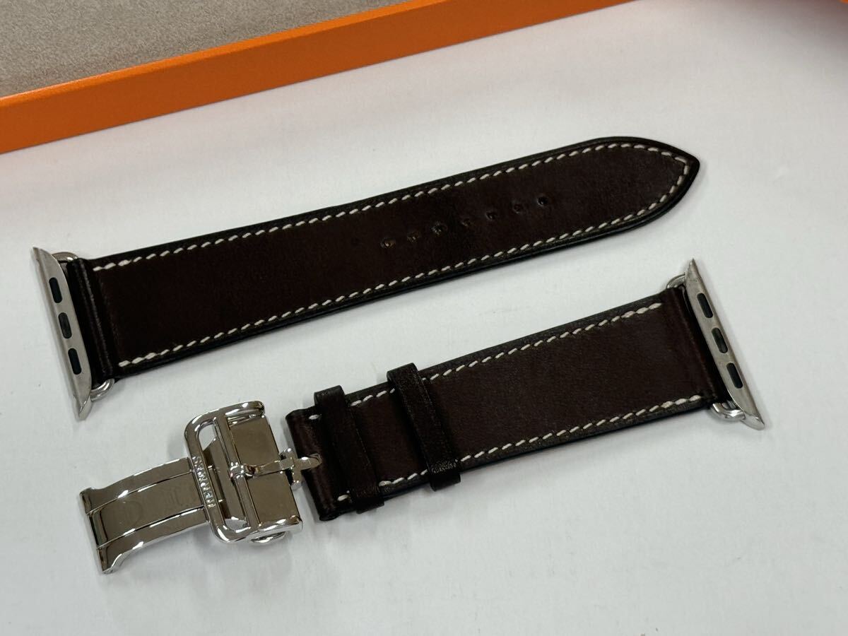 ☆即決 美品 Apple Watch HERMES 45mm 44mm バレニア エベンヌ ディプロイアントバックル エルメス アップルウォッチ Dバックル 753の画像3