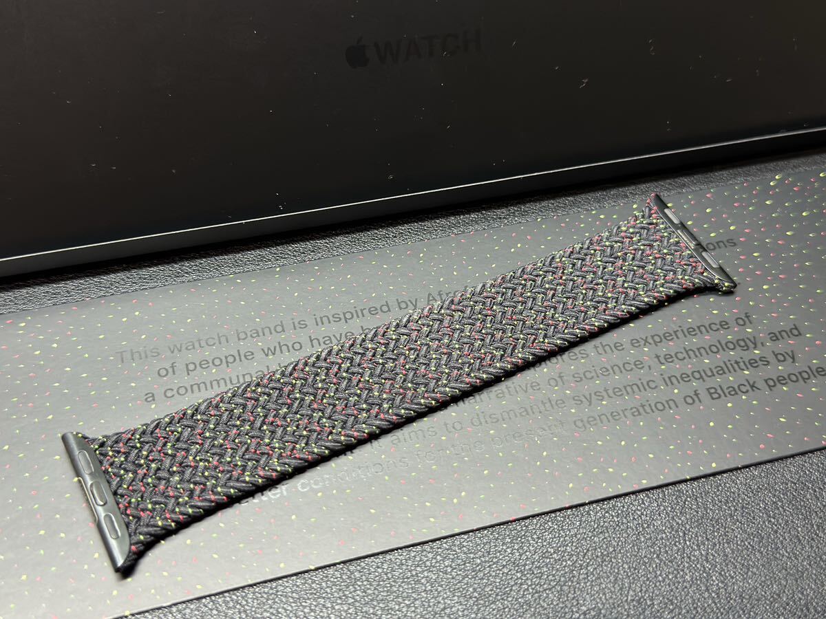 ☆即決 美品 Apple watch 正規品 Black Unity ブレイデッドソロループ 41mm 40mm サイズ5 アップルウォッチ 純正品 812の画像3