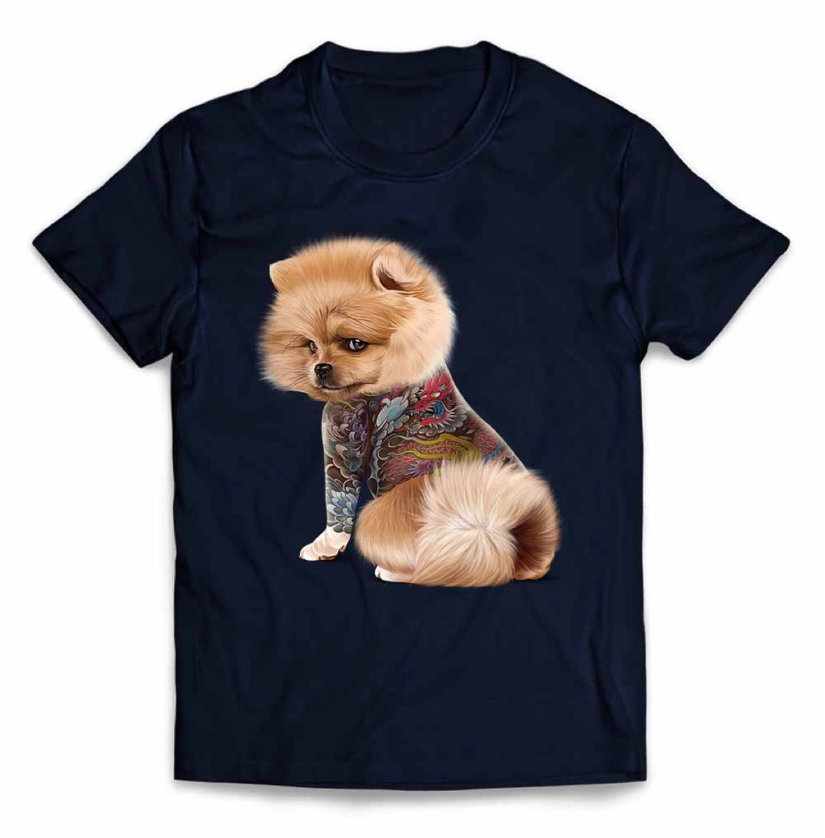 ポメラニアン 犬 いぬ タトゥー 刺青 半袖 Tシャツ メンズ レディース