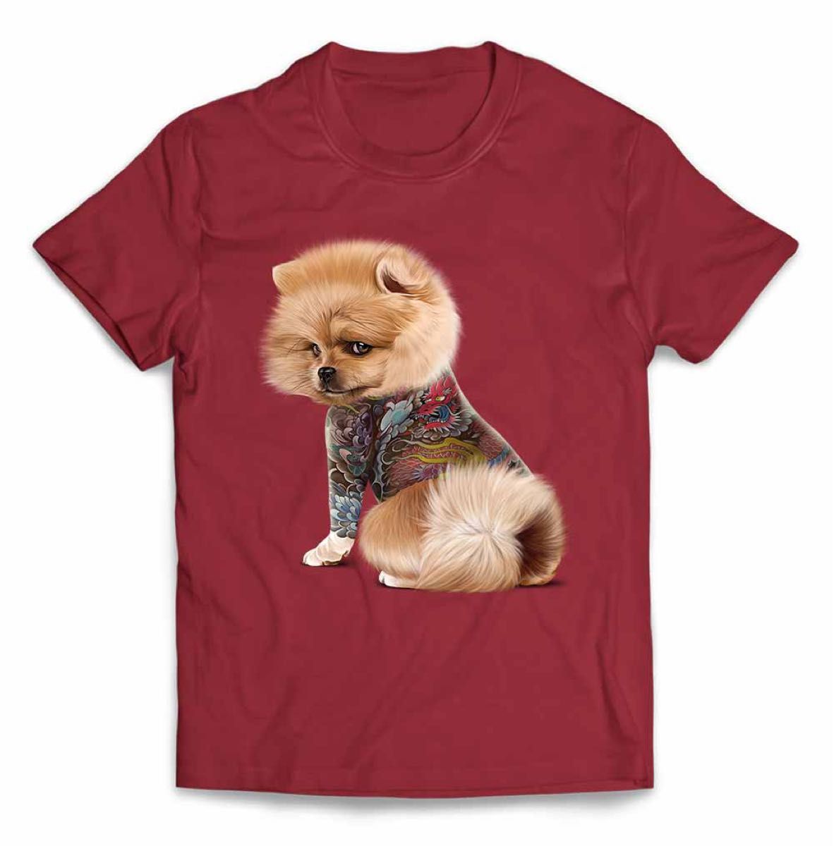 ポメラニアン 犬 いぬ タトゥー 刺青 半袖 Tシャツ メンズ レディース