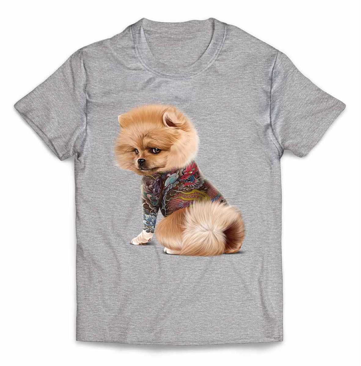 ポメラニアン 犬 いぬ タトゥー 刺青 半袖 Tシャツ メンズ レディース