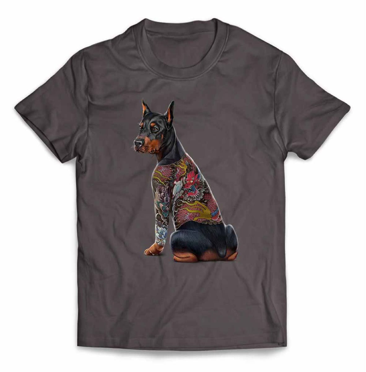 ドーベルマン 犬 いぬ タトゥー 刺青 Tシャツ 半袖 メンズ レディース