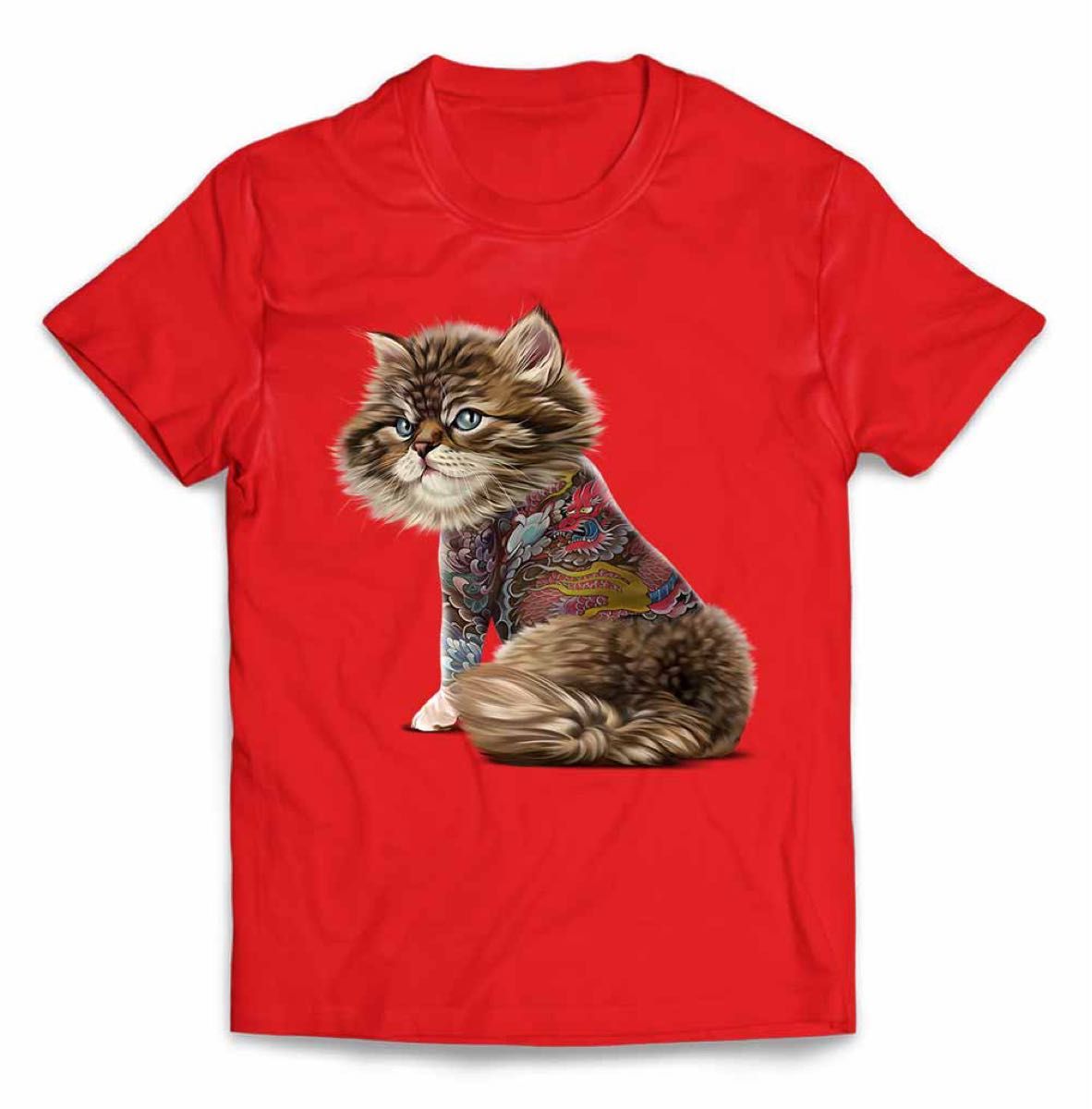 トラ 猫 ねこ タトゥー 刺青 Tシャツ 半袖 メンズ レディース キッズ