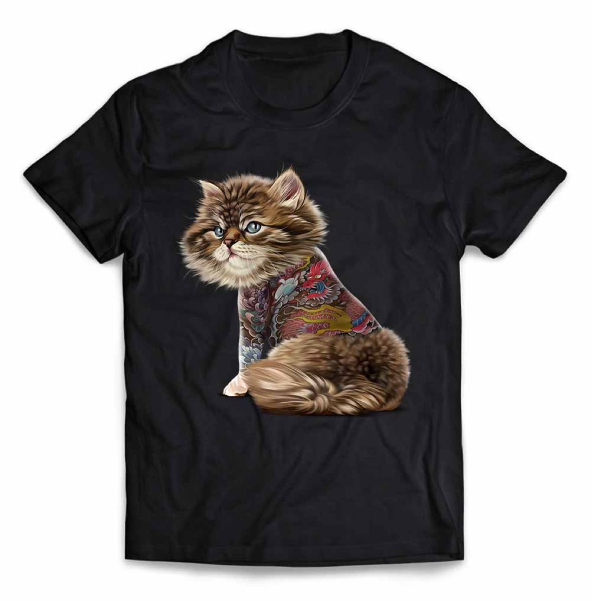 トラ 猫 ねこ タトゥー 刺青 Tシャツ 半袖 メンズ レディース キッズ