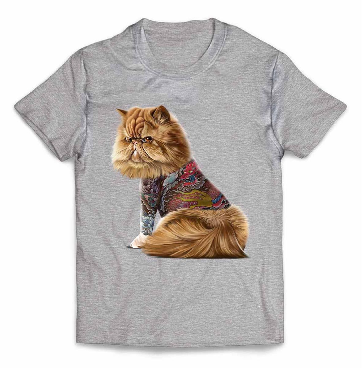 ペルシャ ネコ 猫 タトゥー 刺青 Tシャツ 半袖 メンズ レディース キッズ プリント