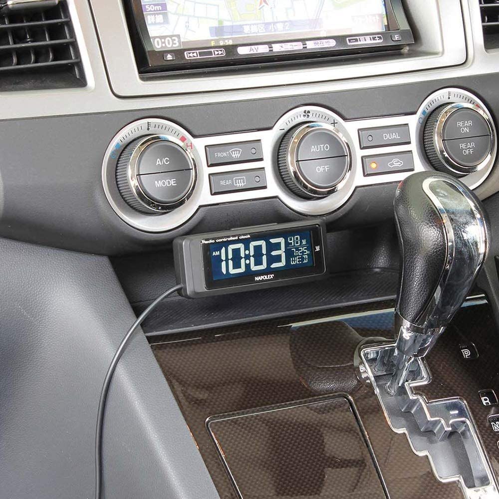 napo Rex FIZZ-1075 car electro-magnetic wave clock usually lighting type car plug black clock digital hour cohesion seat cigar socket NAPOLEX