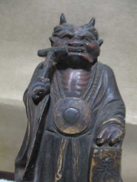 木彫　鬼の念仏　珍品　古箱付き　Q81-1_画像3