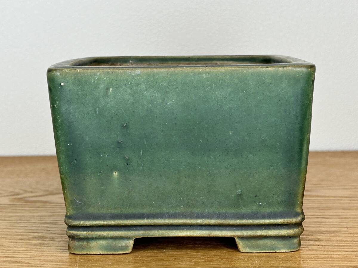 【柴勝】『緑釉窯変切立内縁下二重帯切足正方鉢』(横12.7cm・使い込まれ、落ち着いた色合いになっています。)の画像3