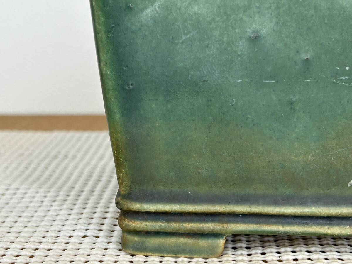 【柴勝】『緑釉窯変切立内縁下二重帯切足正方鉢』(横12.7cm・使い込まれ、落ち着いた色合いになっています。)の画像10