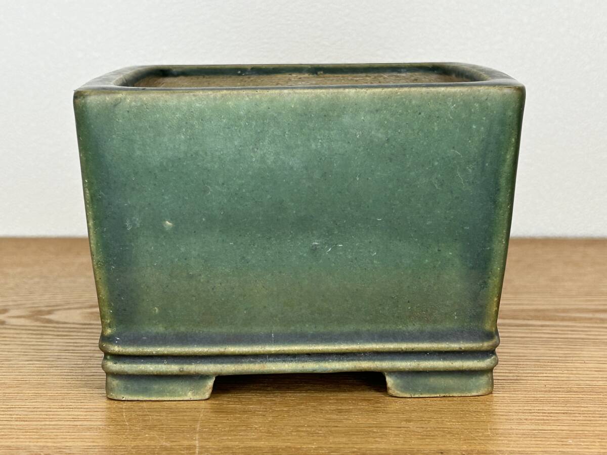 【柴勝】『緑釉窯変切立内縁下二重帯切足正方鉢』(横12.7cm・使い込まれ、落ち着いた色合いになっています。)の画像1