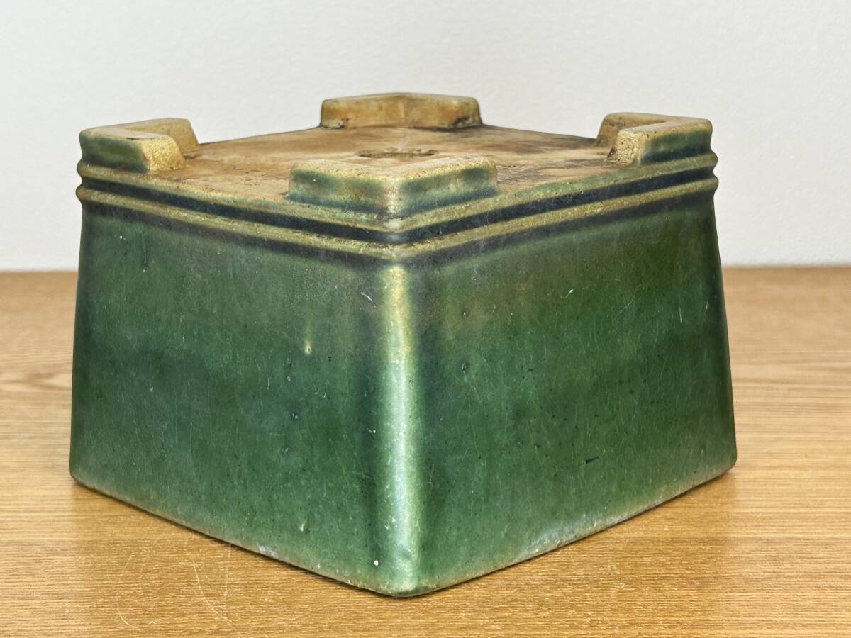 【柴勝】『緑釉窯変切立内縁下二重帯切足正方鉢』(横12.7cm・使い込まれ、落ち着いた色合いになっています。)の画像9