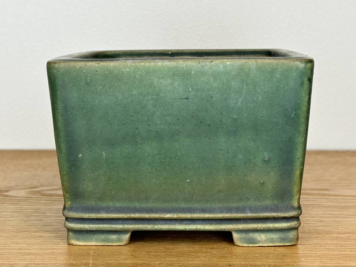 【柴勝】『緑釉窯変切立内縁下二重帯切足正方鉢』(横12.7cm・使い込まれ、落ち着いた色合いになっています。)の画像2