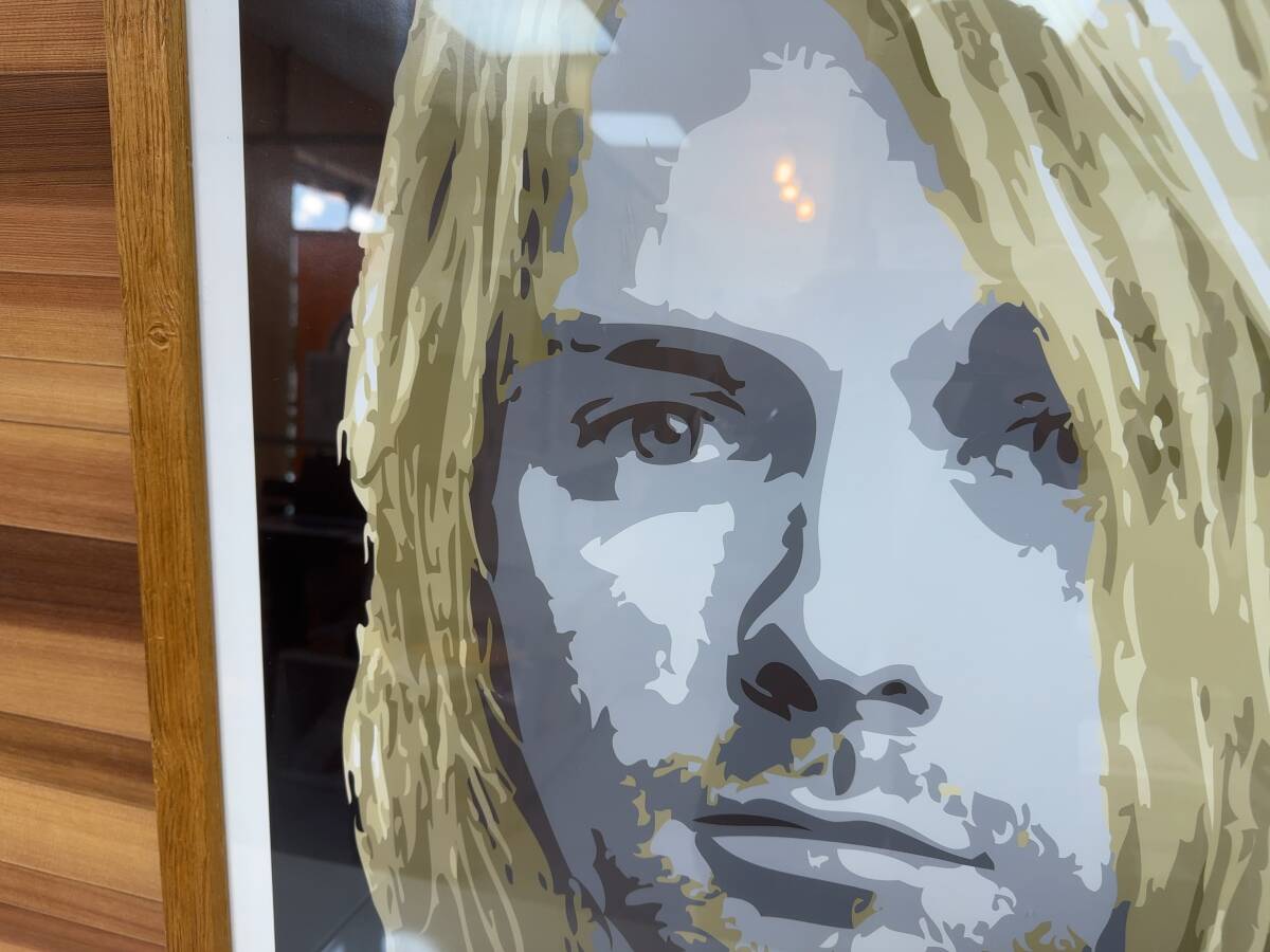 １円スタート Jackie Cheffins Kurt Cobain ジャッキー シェフィンズ カートコバーン ポスター 絵画 アート 額付き　サインあり_画像7