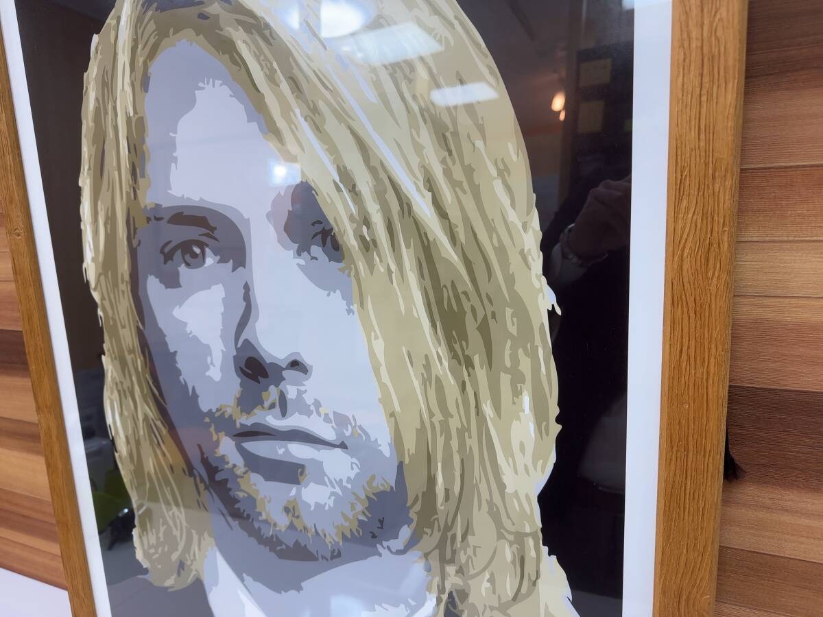 １円スタート Jackie Cheffins Kurt Cobain ジャッキー シェフィンズ カートコバーン ポスター 絵画 アート 額付き サインありの画像6