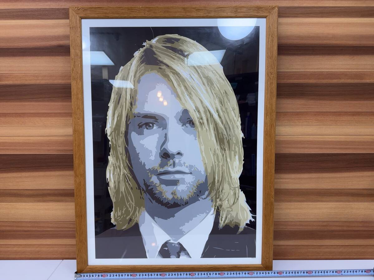 １円スタート Jackie Cheffins Kurt Cobain ジャッキー シェフィンズ カートコバーン ポスター 絵画 アート 額付き　サインあり_画像1