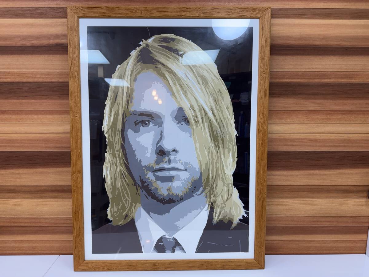 １円スタート Jackie Cheffins Kurt Cobain ジャッキー シェフィンズ カートコバーン ポスター 絵画 アート 額付き サインありの画像3