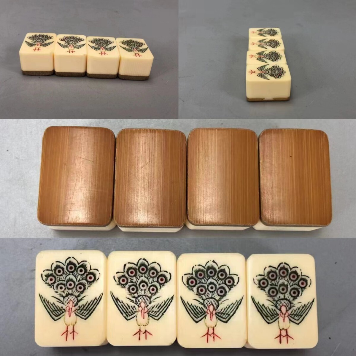 H0517C5 mah-jong . oriental sculpture small . skill mah-jong set . bamboo mahjong table game .. retro hand loading for case attaching era thing 