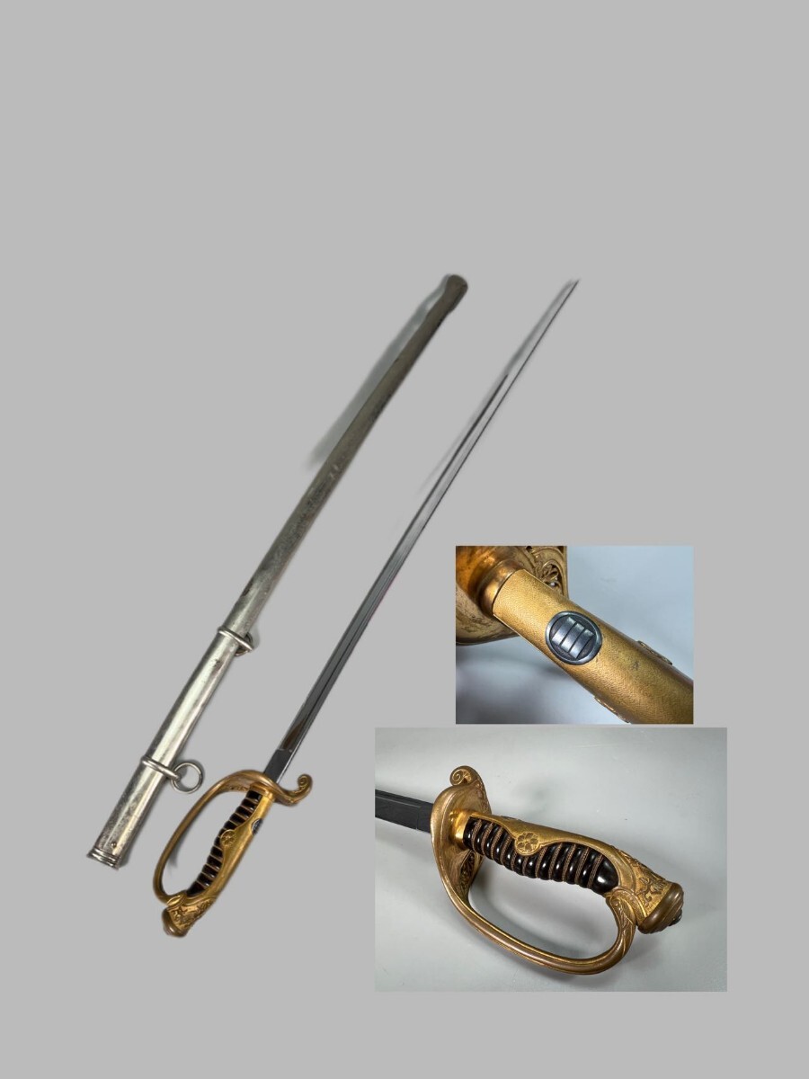 M0272A 模造刀 旧日本軍 海軍 陸軍 軍刀 指揮刀 儀礼刀 全長約82.5cm 刃長約69cmの画像1