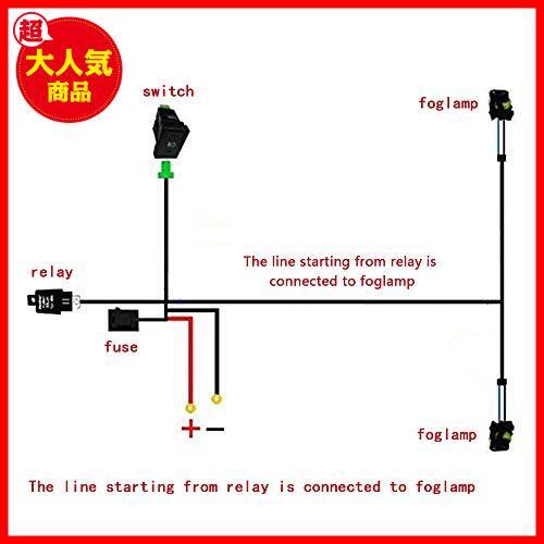 HUIQIAODS H8/H11/H16 LED対応 汎用 スイッチ付 後付フォグランプ用 フォグ配線 リレーハーネス トヨタ 日産 スズキ ダイハツ ホンダに適用の画像7