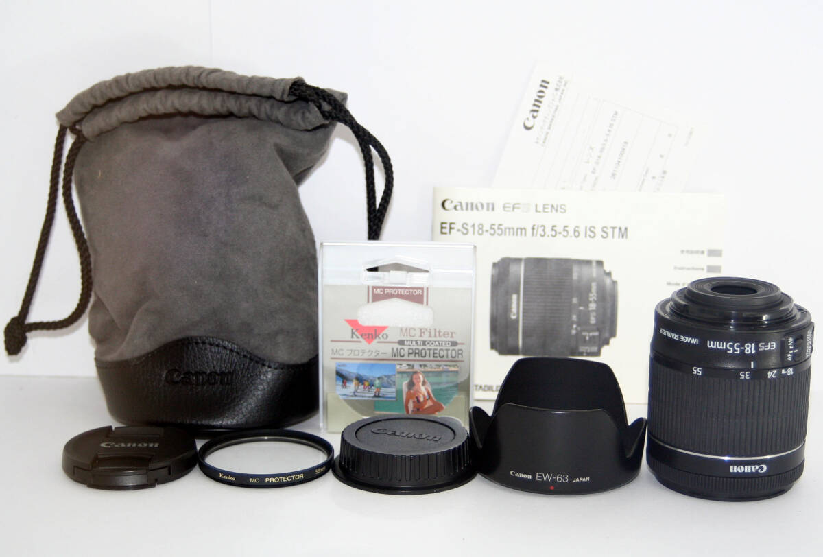 ◆初心者入門＆極上美品◆ Canon キャノン EF-S 18-55mm F3.5-5.6 IS STM 付属品多数有り_初心者にやさしく付属品が多数付いてます★