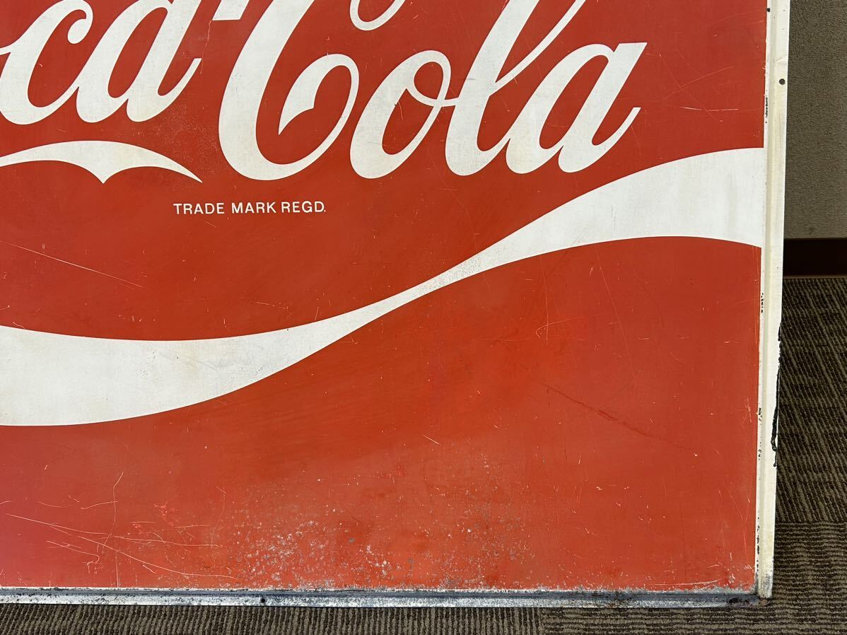 C26 ホーロー看板 「Coca-Cola コカコーラ」 90×90 特大サイズ 昭和レトロ 琺瑯看板 当時物 広告 ホーロー製 の画像5
