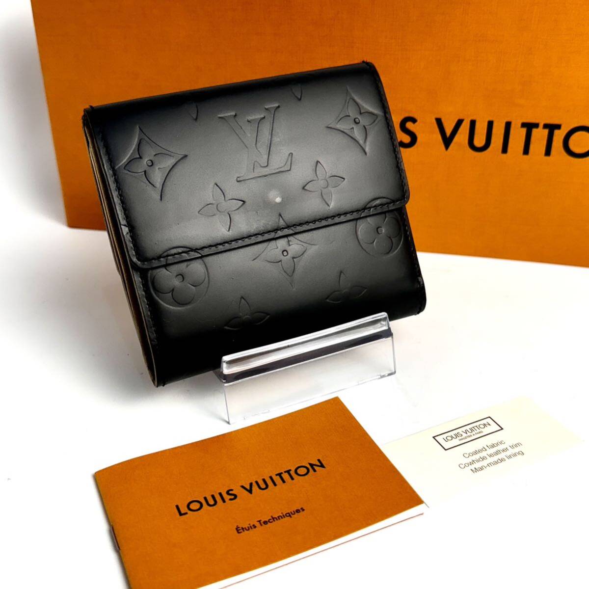 1円 極美品 LOUIS VUITTON ルイヴィトン ヴェルニ 二つ折り財布 コインケース カードケース ブラック モノグラム 1J4_画像2