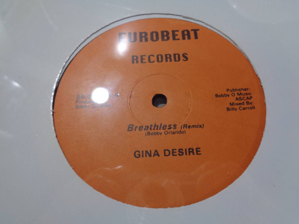 ジーナ・デザイアー,GINA DESIRE/BREATHLESS(REMIX/INSTRUMENTAL)(BOBBY ORLANDO/EUROBEST RECORDS:EB-87-201 UNPLAYED MINT!!!!! 12”の画像2
