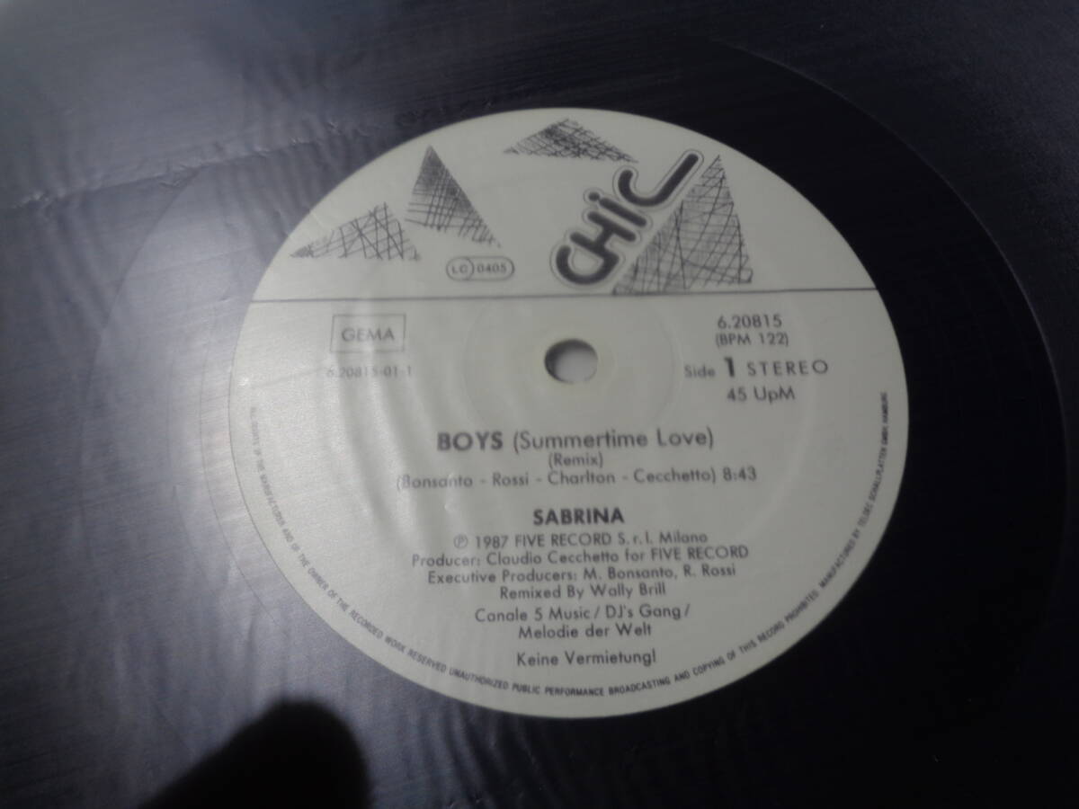 サブリナ,SABRINA/BOYS(SUMMERTIME LOVE)(REMIX)(GERMANY/chic:6.20815 45RPM NNM 12”の画像3