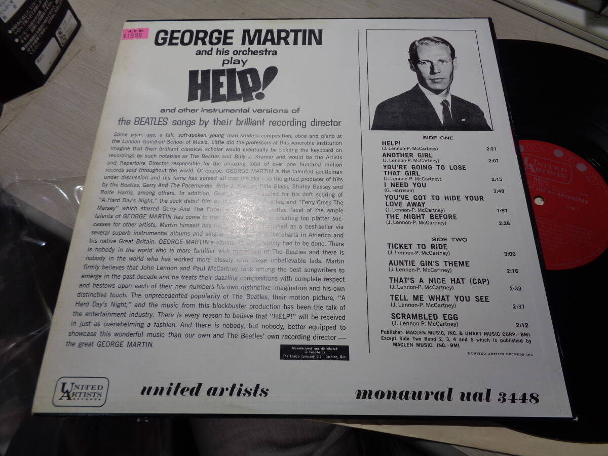 赤銀ラベル/ジョージ・マーティン,GEORGE MARTIN AND HIS ORCHESTRA/HELP!(CANADA/UNITED ARTISTS:UAL 3448 RED/SILVER DG LABEL LPの画像2