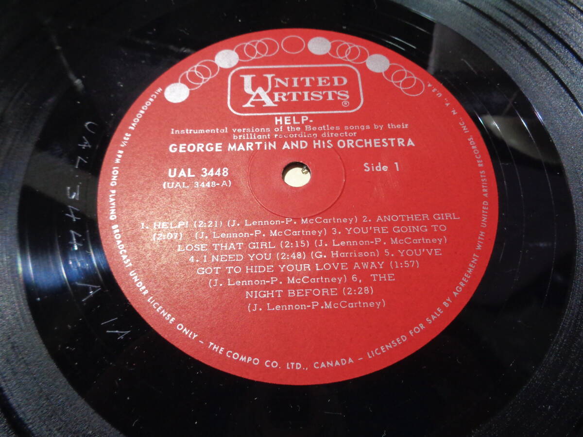 赤銀ラベル/ジョージ・マーティン,GEORGE MARTIN AND HIS ORCHESTRA/HELP!(CANADA/UNITED ARTISTS:UAL 3448 RED/SILVER DG LABEL LPの画像3