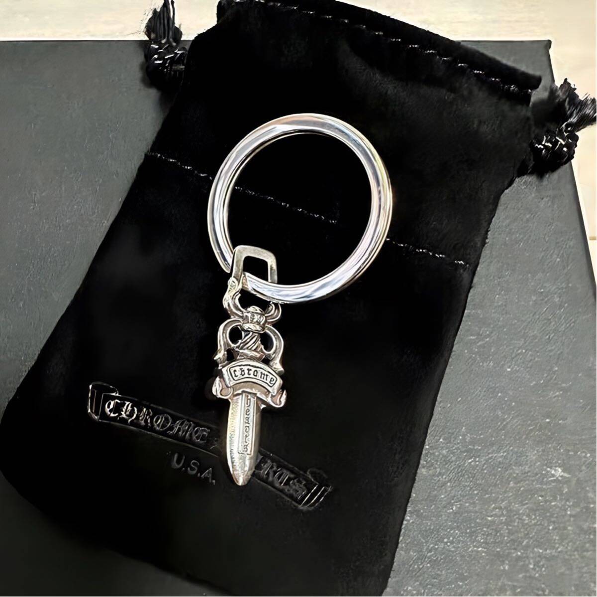 クロムハーツ スプリットキーリングwith #5ダガー ch chrome hearts ウォレット キーチェーン キーホルダー クリップ クロス 財布 新品_画像2