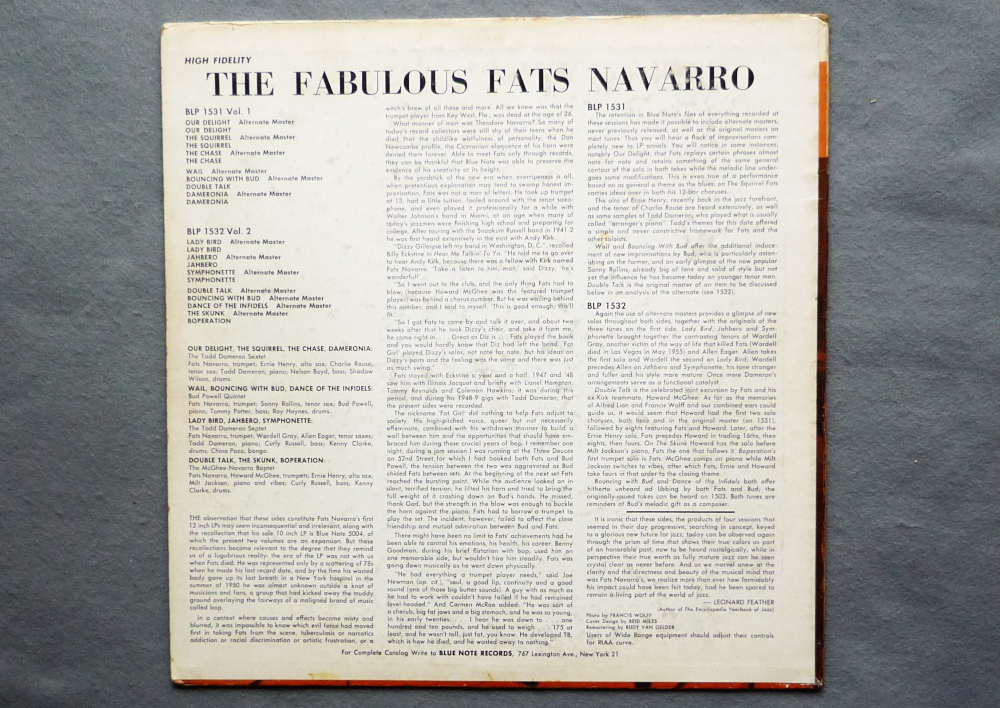 【 完全オリジナル・レキシントン 】★THE FABULOUS FATS NAVARRO Volume 2  / BLUE NOTE BLP-1532  / RVG / EAR / DG  MONO ★ の画像2