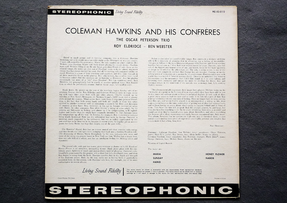 ★ COLEMAN HAWKINS and HIS CONFRERES ・コールマン・ホーキンス / VERVE MGVS-6110　 US盤　 STEREO ★_画像2
