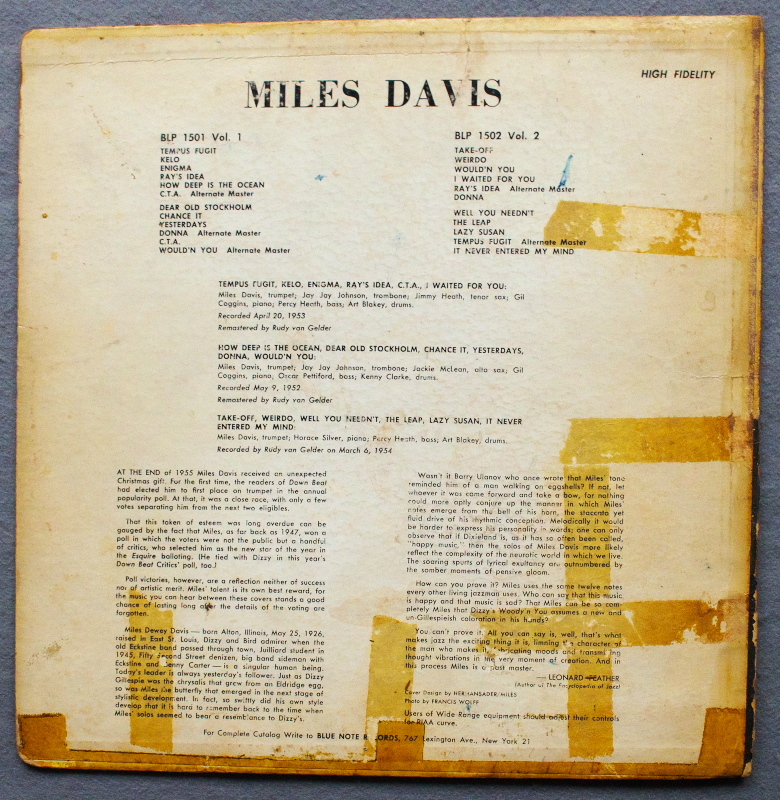 【 完全オリジナル・レキシントン 】★ MILES DAVIS　 Volume 2　 / BLUE NOTE BLP-1502 　/ RVG / EAR / DG/ Flat Edge 　 MONO 　★ _画像2