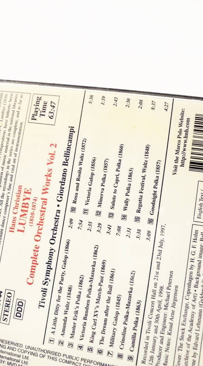 Marco Poloマズルカ ポルカ ワルツ チボリ ベッリンカンピ ロンビ管弦楽作品2HANS CHRISTIAN LUMBYE Complete Orchestral Works Volume2Volの画像8