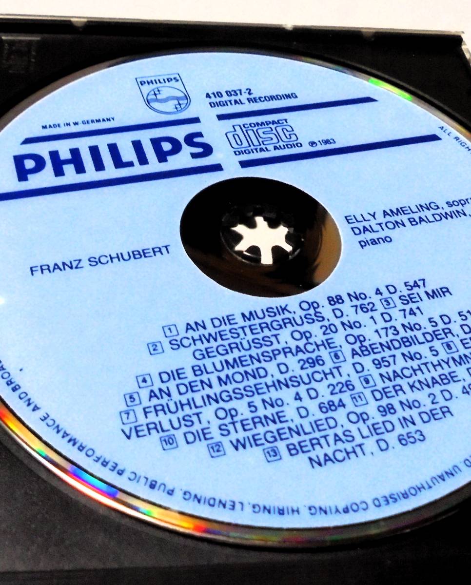 西独盤PHILIPS青盤アルミ蒸着仕様アーメリング音楽に寄せてシューベルト リサイタルAMELING Schubertほぼ世界初のCDMade In W West Germany_画像6