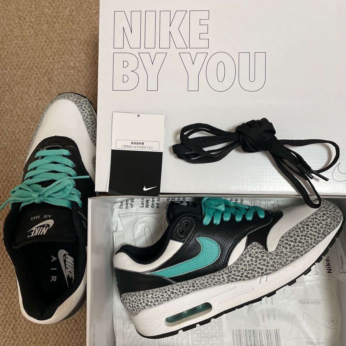 美品 22年製 限定 NIKE BY YOU AIR MAX1 サイズ28 us10 アトモス エレファント エアマックス1 シュプリーム ボックスロゴ ステッカー付きの画像10