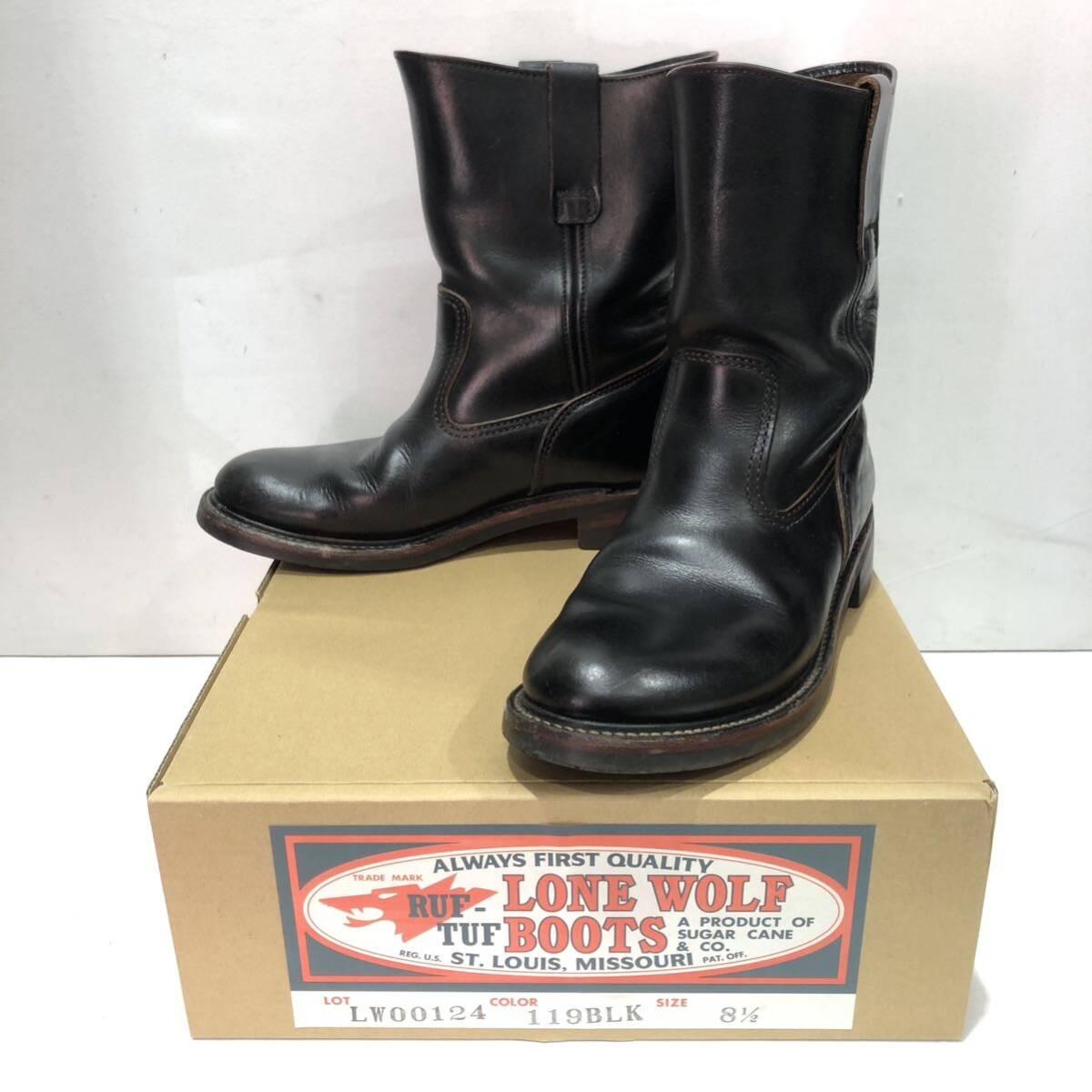 【LONE WOLF BOOTS】ロンウルフブーツ FARMER ファーマー LW00124 119BLK エンジニアブーツ メンズ サイズ8 1/2 ブラック レザー ts202404_画像1