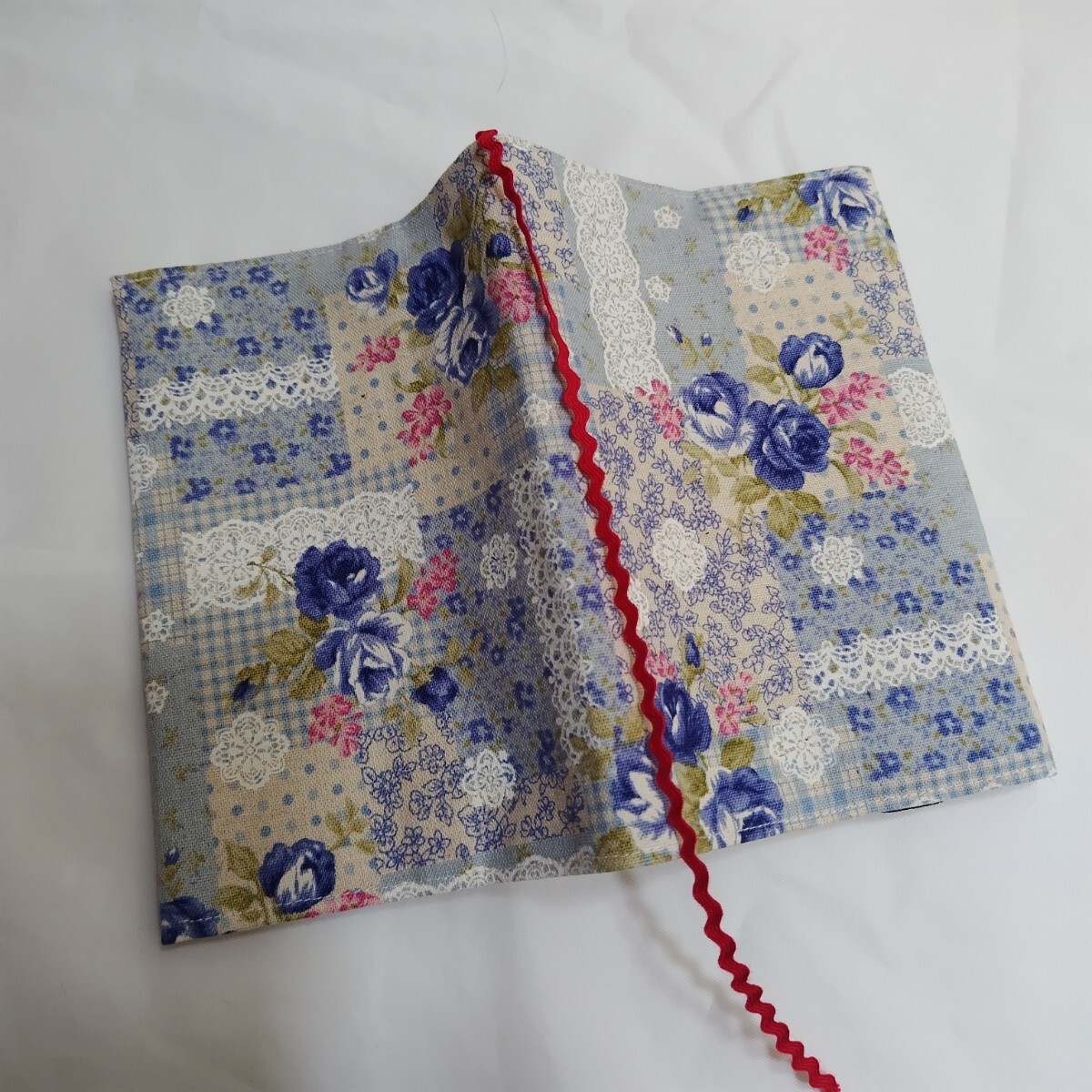 [ library book@ size ] book cover No.4 blue rose . race hand made 