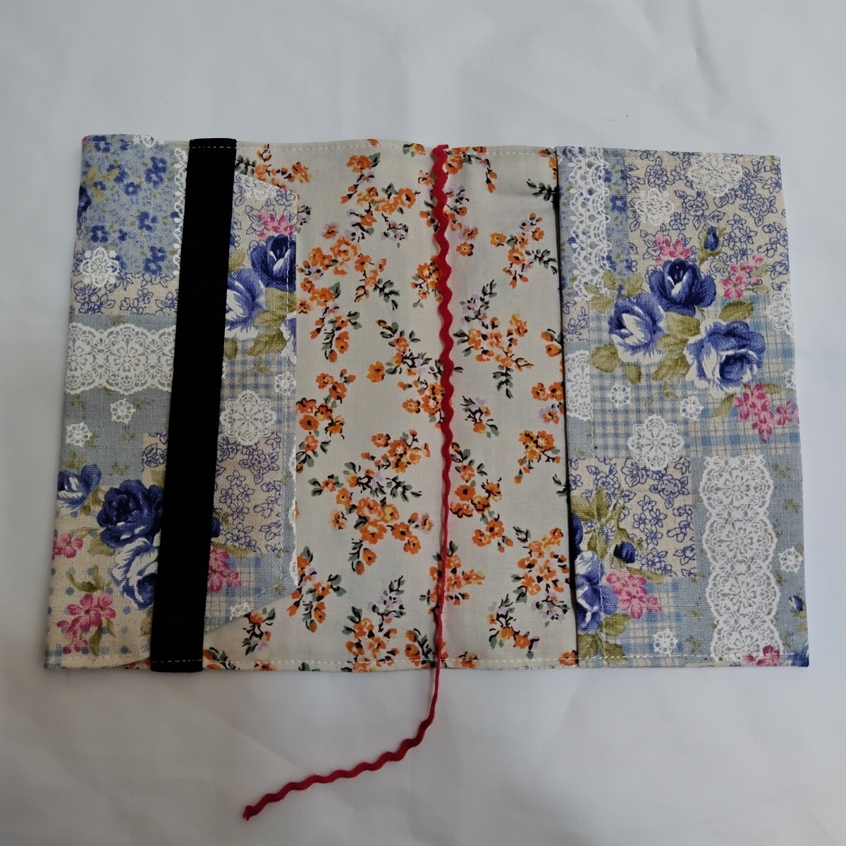 [ library book@ size ] book cover No.4 blue rose . race hand made 