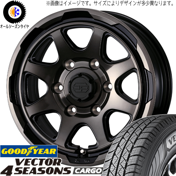 ハイエース 195/80R15 グッドイヤー ベクター カーゴ スタットベルク 15インチ 6.0J +33 6H139.7P オールシーズンタイヤ ホイール 4本SET_画像1