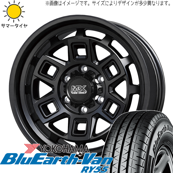 ハイエース 195/80R15 107/105 Y/H ブルーアース Van RY55 マッドクロス 15インチ 6.0J +33 6H139.7P サマータイヤ ホイール 4本SET_画像1