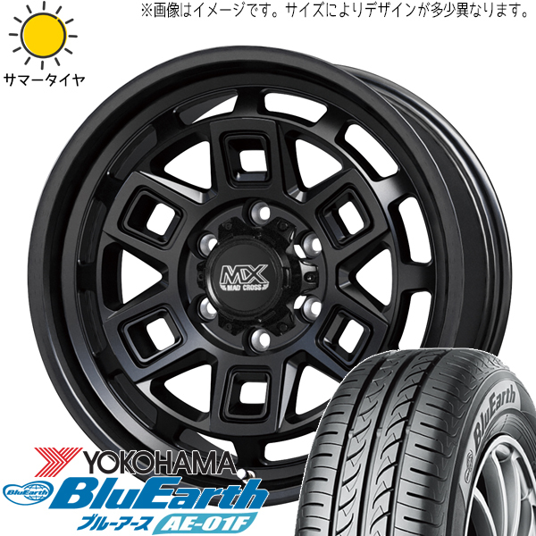 ソリオ デリカD:2 165/70R14 ヨコハマタイヤ ブルーアース AE01F マッドクロス 14インチ 4.5J +45 4H100P サマータイヤ ホイール 4本SET_画像1