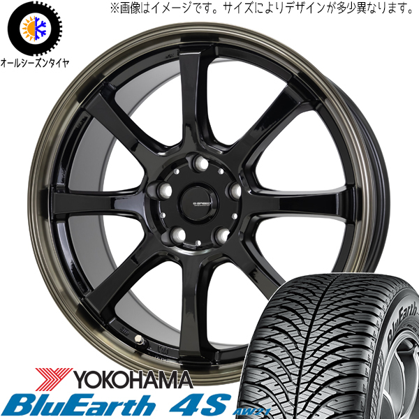 プリウス 205/45R17 ヨコハマタイヤ 4S AW21 Gスピード P08 17インチ 7.0J +45 5H100P オールシーズンタイヤ ホイール 4本SET_画像1