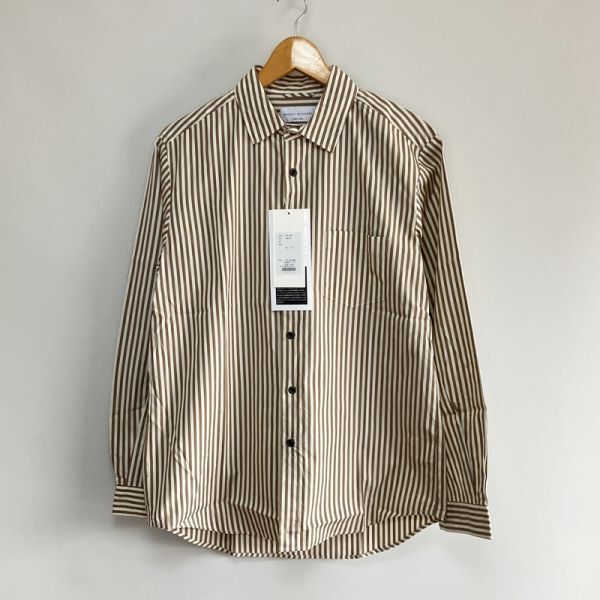 新品未使用/Manual Alphabet/Loose Fit レギュラーカラーシャツ/サイズ1/BROWN STRIPE/日本製/マニュアルアルファベットルーズフィットの画像1