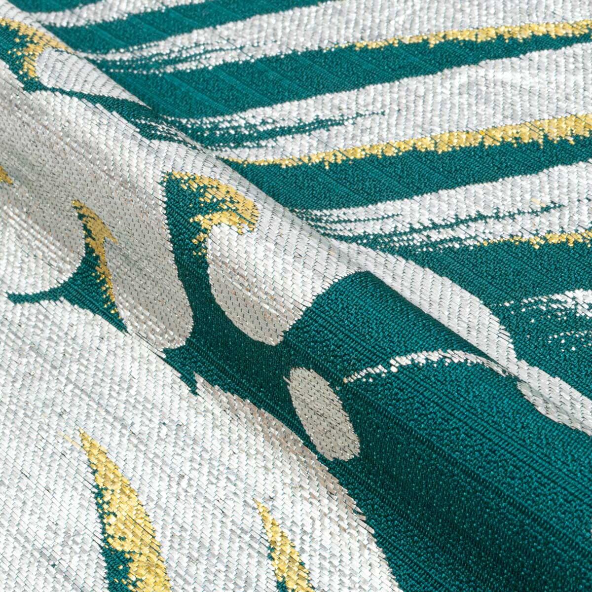 【ヴィンテージ品】夏の名古屋帯 絽 八寸 正絹 波文 銀糸 緑地 単衣仕立ての画像7